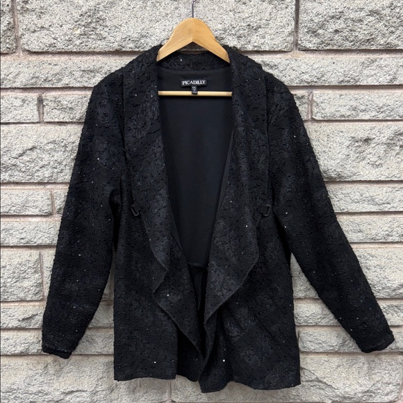 Picadilly Fashion Jackets & Blazers - Piccadilly Made in Canada Women's Black Lace Blazer